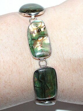 Lucas Lameth Coldwater Creek Sterling Silver Abalone Bracelet 8 Inches
